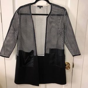 Leather unique mesh coat